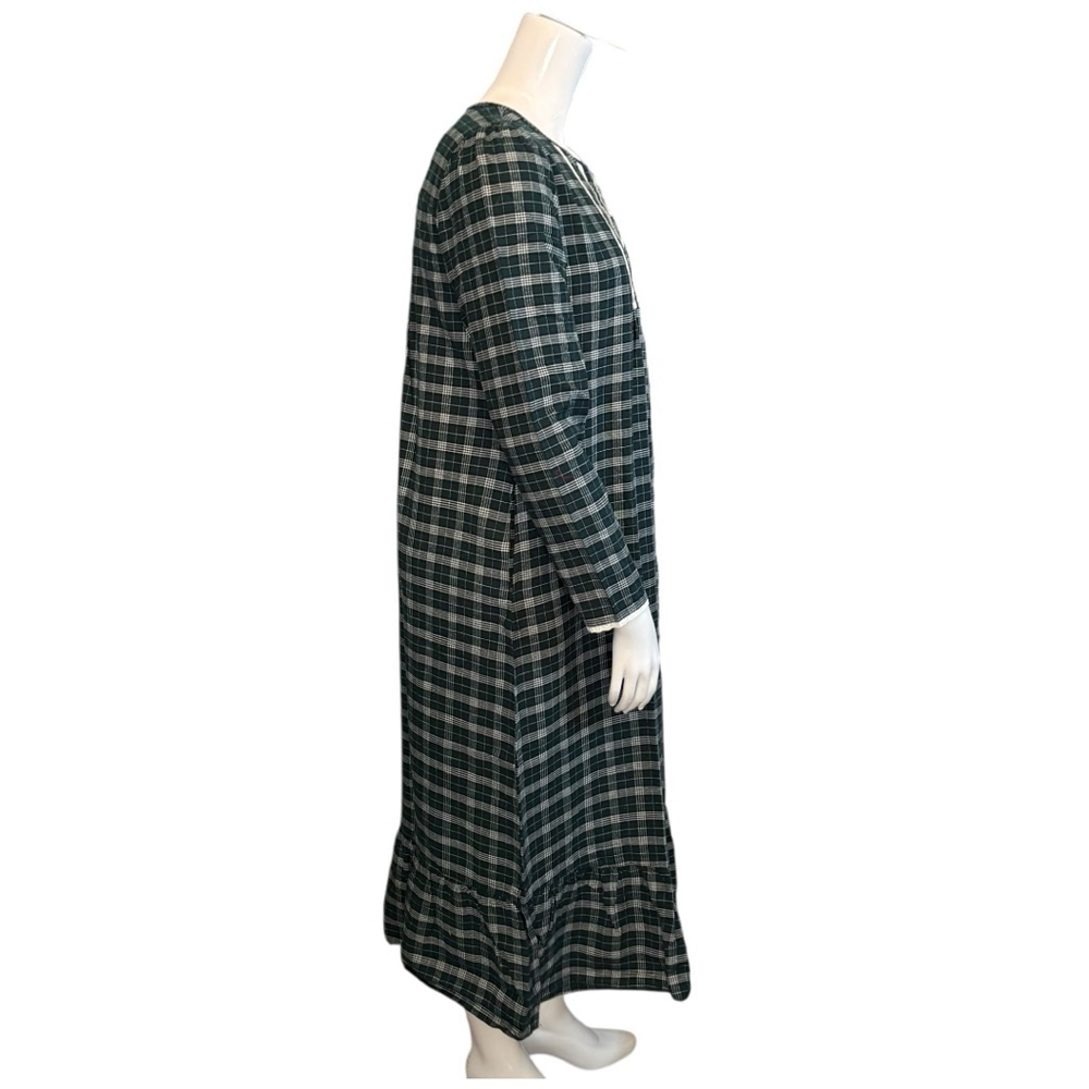 Charter Club Green Plaid Flannel Night Gown, M, Lace Trim - Picture 8 of 16